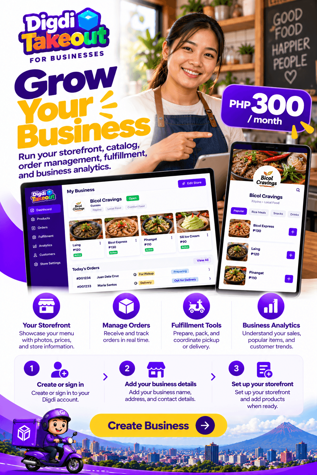 Business subscription for storefront and order management tools