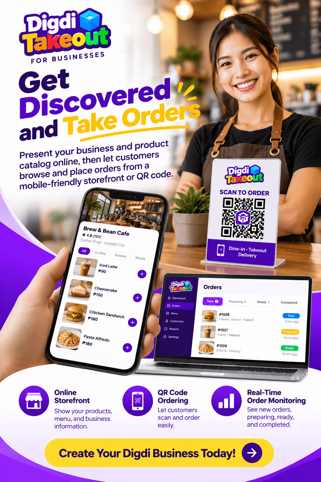 Customers discovering a business and placing an online order